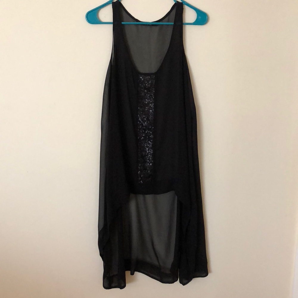 Black Sequined/Sheer Top